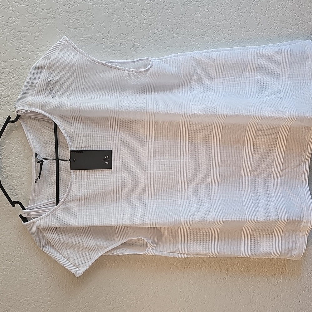 Armani Exchange White Textured Blouse